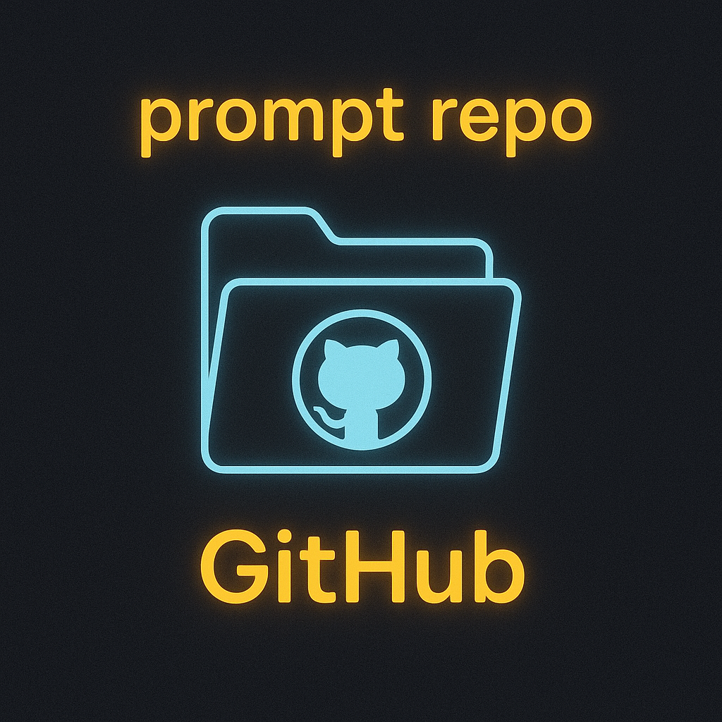 Cyberpunk-styled GitHub interface labeled “Prompt Vault” with highlighted commit history and structure folders.