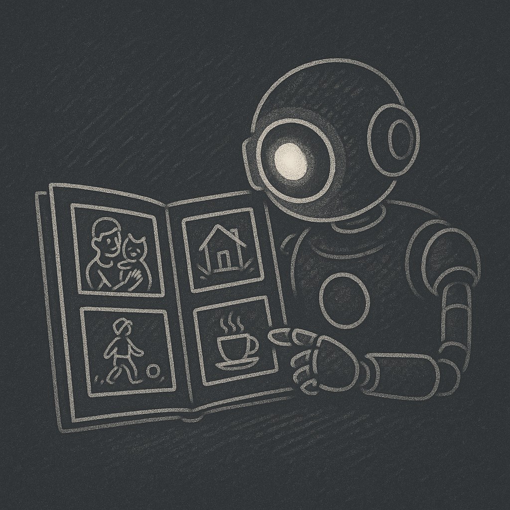Sketch: Robot Eye Looking at a Photo Album